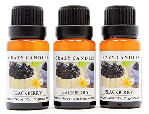 Crazy Candles BlackBerry (Made in USA) 3 Bottles 1/2 FL Oz Each (15ml) Premium Grade Scented Fragrance Oil