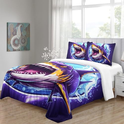 Housse de couette requin grand format pour lit double 200x200 coloré - 5