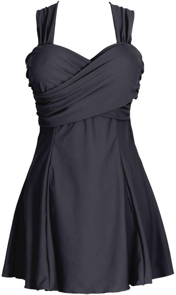 Azyuan Women's Elegant Crossover One Piece Swimdress Skirted Bottom Swimsuit