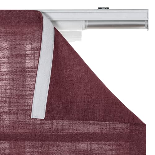 Image of TWOPAGES Liz No Drill Cordless Roman Shades Linen Textured Roman Blinds for Windows, Custom Made Room Darkening Blackout Roman Window Shades, Hardware Included, Red Wine, 1 Piece
