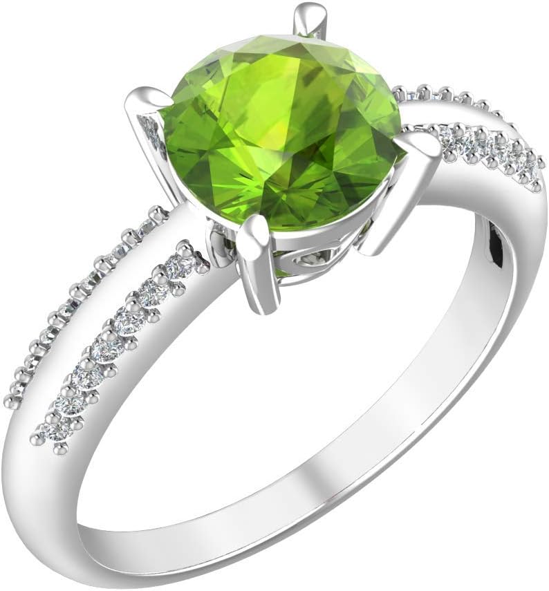 Belinda Jewelz Womens Real Solid 925 Sterling Silver 7 mm Round Shape Prong Setting Gemstone Sparkling Classic Accessory Fine Jewelry Engagement Wedding Band Ring