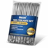 Edelstahl Kabelbinder 100 Stück – 200 x 4,6 mm Metall Kabelbinder extra stark – Rostfrei, hitzebeständig – Für Kabelmanagement, Zaunbau, Hitzeschutzband, Industrie & Außenbereich