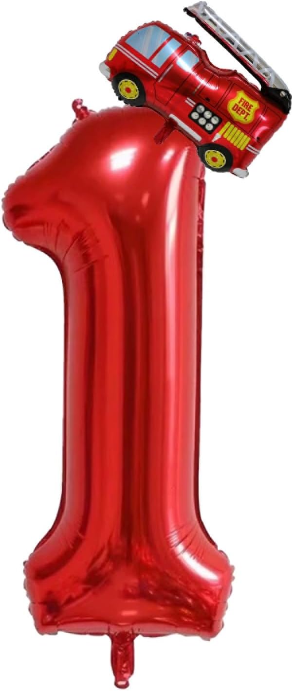 Firefighter Party Decorations Balloons 5,Fire Truck Balloons Number 5 Red for 5th Birthday Party Supplies ，Large Foil Fire Truck Balloon 5 Helium (Red 5) image 5