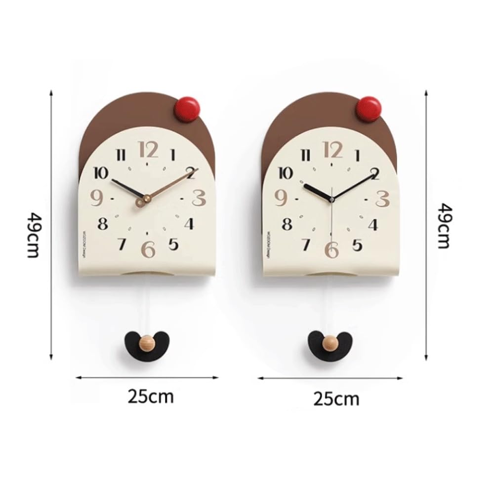 Reloj Cocina Reloj oscilante de Pared Minimalista pequeño for Sala Estar(Bruin)