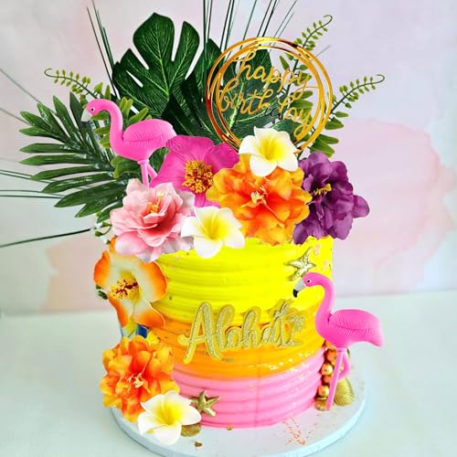 cake topper flamenco tropical decorações de bolo luau decoração de bolo havaiano decorações para bolo de praia para aniversário babyshower casamento noivado shower