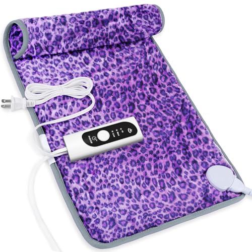 Heating Pad for Back, Neck, and Shoulder Pain Relief, Auto Shut Off, 3 Heat Settings, Extra Large 12 x 24, Ideal for Muscle Aches and Arthritis Pain(Purple Leopard Print)