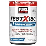 FORCE FACTOR Test X180 Pre-Workout Powder & Energy Supplement, Boost Focus & Endurance, Build Muscle & Strength, Nitric Oxide Supplement with Ashwagandaha & L-Citrulline, Blue Raspberry, 30 Servings