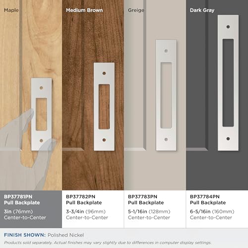 Image of Amerock Medora 3 inch Polished Nickel Backplate | Decorative zinc cabinet hardware backplate designed to complement knobs and pulls while protecting cabinet surfaces