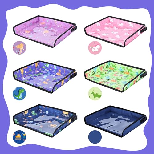 Image of Kids Tray Table Cover, Airplane Tray Cover with Pockets | Airplane Travel Essentials for Kids, Portable Airplane Must Haves for Toddler on Plane or Train and Flying Supplies (Blue)