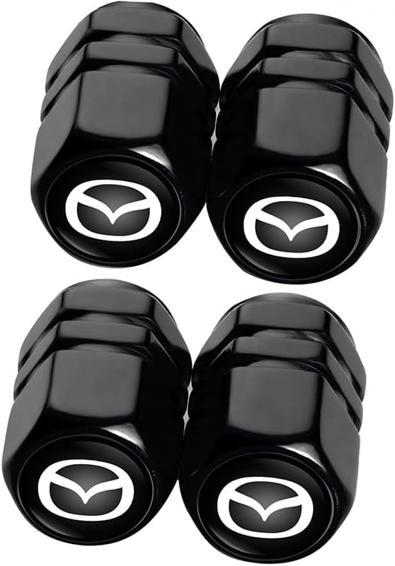 4721B - Tire Air Valve May Leak - 2021 Mazda CX-30 & Mazda3 3 4Pcs Car Tire Valve Stem Caps, Tires Air Caps Cover Corrosion Resistant Tire Valve Cap Accessory for Mazda CX-3 CX-5 RX-7/RX-8 MX-5 All ModelsWheel Cap MZD_Black