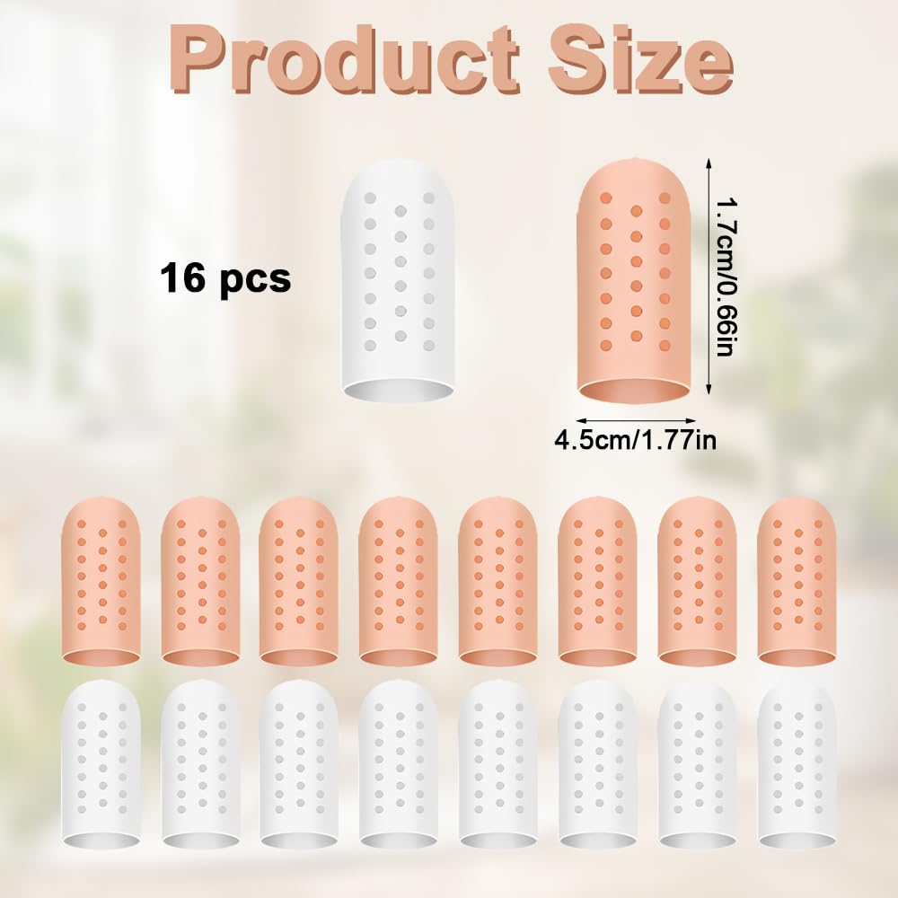 Rairsky 16 Pièces Protege Doigt Respirants en Gel Silicone, Doigtier Silicone pour Doigt, Protège Doigts en Gel avec Trous D'aération, Protege Doigts pour L'eczéma, L'arthrite et les Mains Crevassées