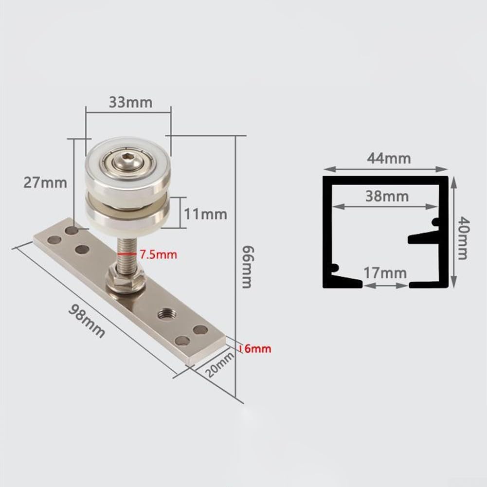 Rails de Coulisse pour Porte Pliante en Alliage d'Aluminium, Système Supérieur et Inférieur avec Rouleaux Pivotants, Charge Max 60kg, Glissement Fluide et Silencieux