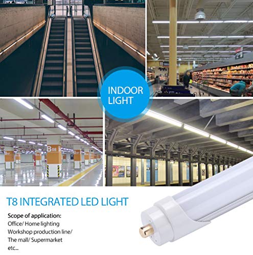 JOMITOP LED Light Tube, 45W, Replacement 100W Fluorescent Lamp Shop Lights, 8FT, T8 Single Pin FA8 Base, Dual-Ended Power, Cold White 6000K, 4500LM, Frosted Cover, AC 85-265V - 25 Pack
