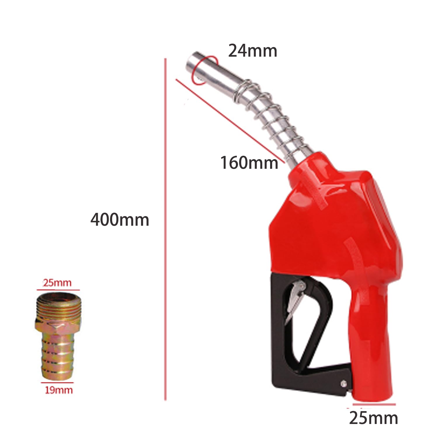 Pistola per Pompa Diesel, Pistola Diesel 11A con Raccordo per Tubo Flessibile da 3/4", TOOSOAR Pistola Fiesel di Grosso Calibro per Pompa Benzina