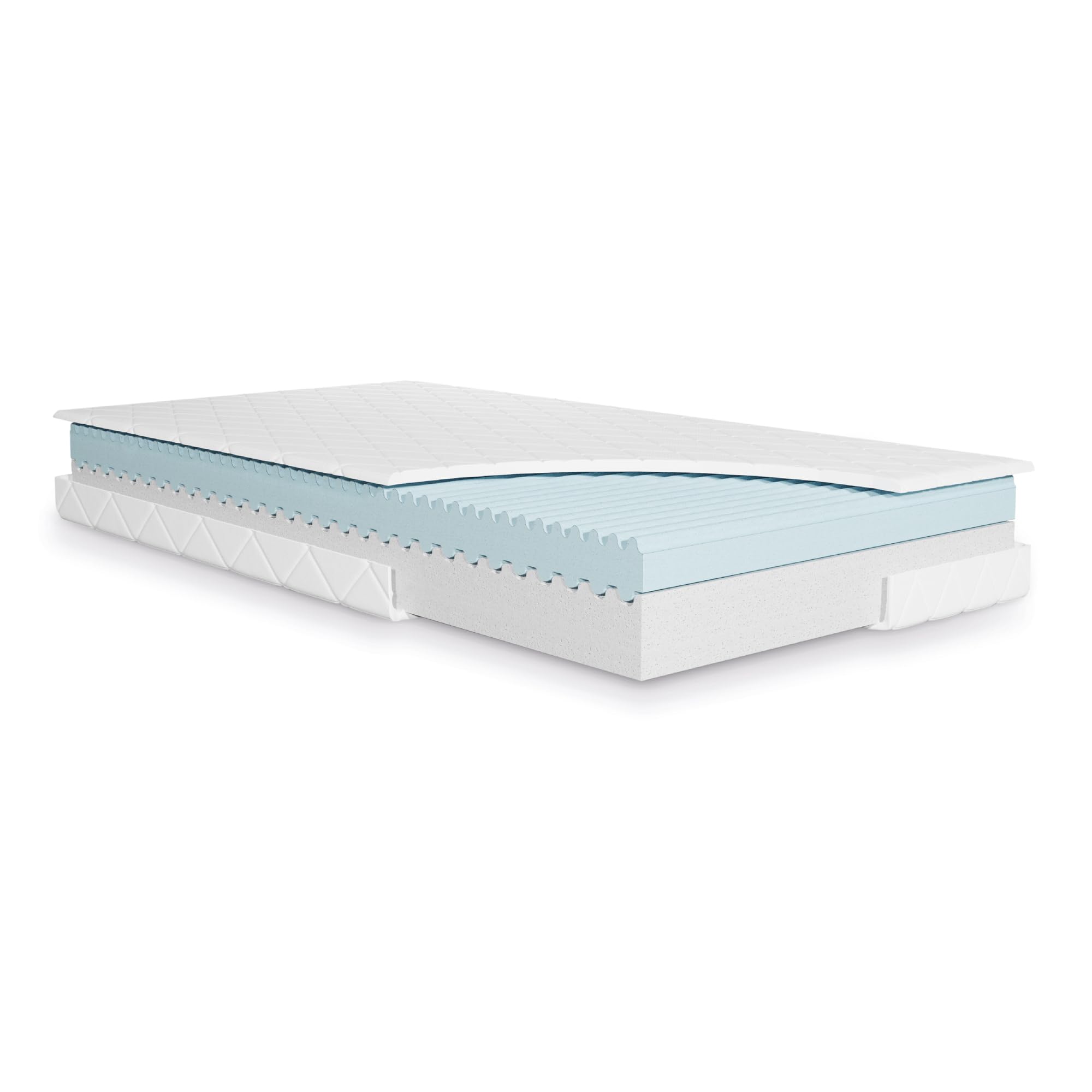 Julius Zöllner Jugendmatratze Wave Junior – Hochwertige Juniormatratze, Atmungsaktiver Kaltschaumkern mit Wellenprofil, OEKO-TEX Standard 100, Made in Germany, Größe 120x200cm