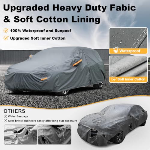 Image of GUNHYI 16 Layers Hatchback Car Cover Waterproof All Weather, Universal Fit vw Golf /Rabbit, Toyota Matrix /Corolla, Ford Focus, Mazda 3, Nissan Leaf, Subaru Impreza, Mini Clubman, Volvo V40 etc.
