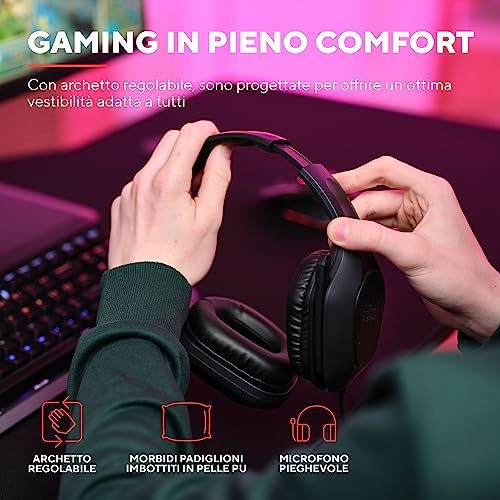 GXT 415 Zirox Cuffie Gaming Leggere con Driver da 50 mm per PC, Xbox, PS4, PS5, Switch, Mobile, Jack Audio 3.5 mm, Cavo 2m, Cuffie con Microfono Over-Ear - Nero - Cuffia gaming - Immagine 4
