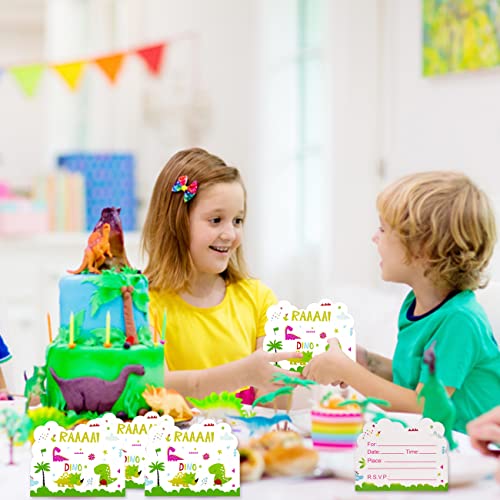 Lot de 20 Motif Dinosaure Cartes D'Invitation Anniversaire Dinosaure pour la Fête D'Anniversaire des Enfants Invitations… - Image 6