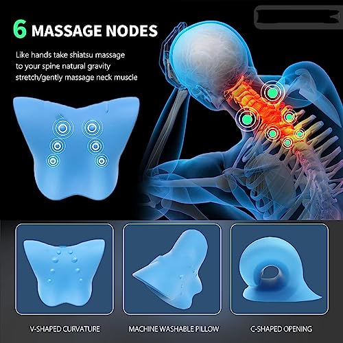 Image of DOLTAS Neck and Shoulder Relaxer for Tmj Pain Relief and Cervical Traction Device for Spine Alignment | Neck Stretcher Chiropractic Pillow for Neck Pain Relief (Blue)