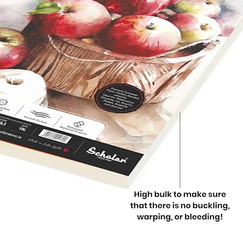 Image of Scholar Watercolour Hot Pressed Loose Sheets - 300 GSM Thick Premium Artist Paper | Smooth Hot Pressed Surface for Fine Detail | Ideal for Watercolor, Illustration, Ink, Calligraphy & Mixed Media | Acid-Free Professional Quality Paper for Artists, Students & Art Practice (A5)