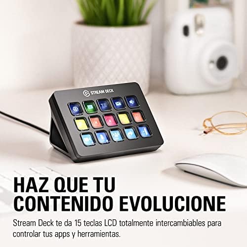 Elgato Stream Deck MK.2 – Controlador de estudio, 15 teclas macro, activa acciones en apps y software como OBS, Twitch, ​YouTube y otros, funciona en Mac y PC, Color Negro