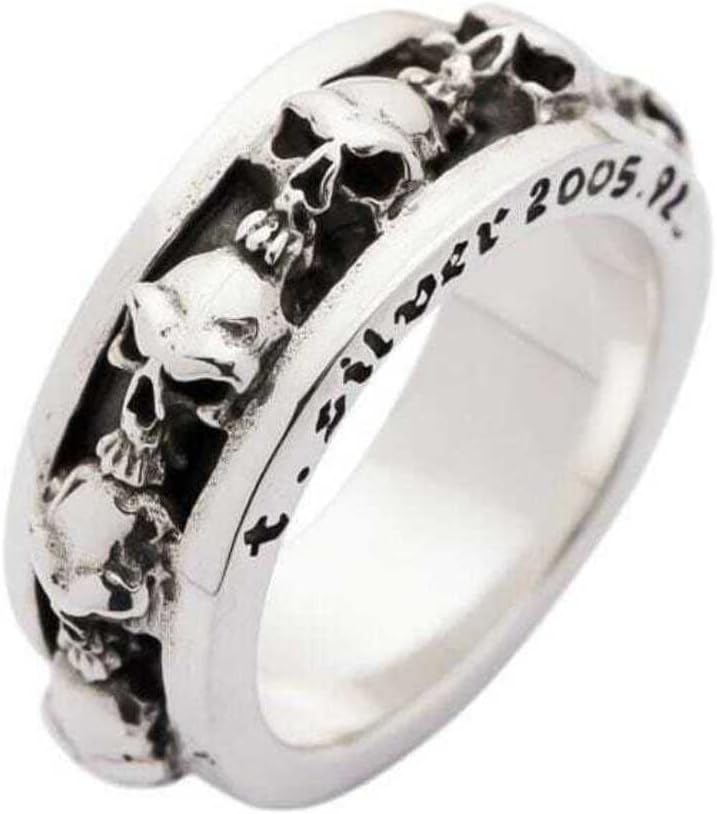 Bikerringshop 925 Sterling Silver Goth Stack Skull Ring
