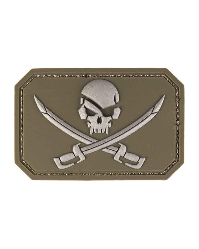Mil-Tec Patch 3D Skull w Swords PVC with Velcro Fastener Olive