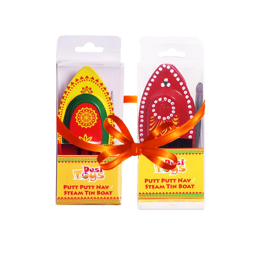 Desi Toys Putt Putt Nav — Handcrafted Pop Pop Steam Boat Toys (Pack of 2) Classic Indian Water Toy | Nostalgic Tin Toy | Includes Free Candle & Dropper | Educational Gift for Kids 14+ | Fun Water Play (B0CW3FN16K) Amazon Price History, Amazon Price Tracker