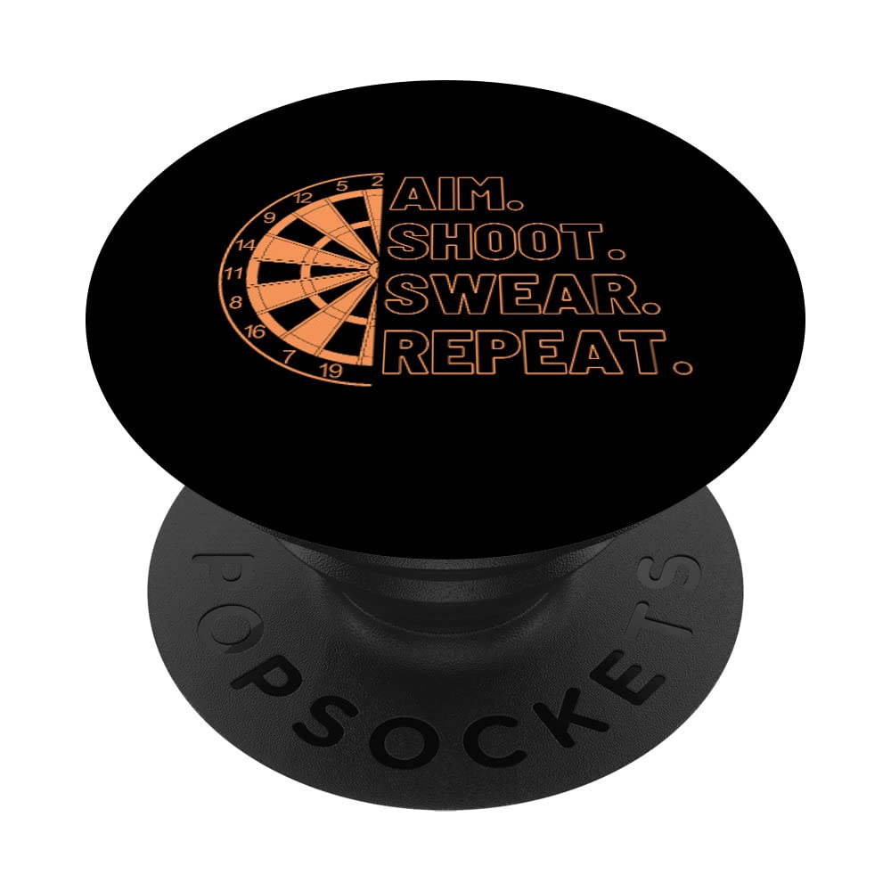 Aim Shoot Swear Repeat Funny Hobby Darts Player Gift PopSockets Swappable PopGrip