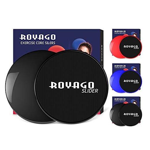 ROYAGO Exercise Fitness Sliders Dual Sided Sliding Discs for Gliding Discs Exercise to Enhance Coordination of Whole Body,Abdominal Exercise Equipment,Perfect for Carpet or Hardwood Floors (Black)