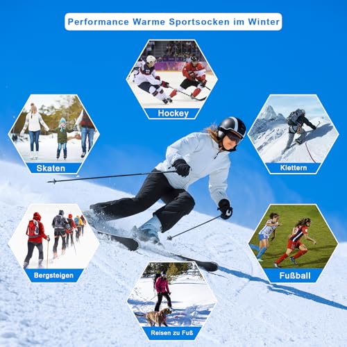 ouhos 2 pares de calcetines térmicos de esquí para mujer, calcetines gruesos de alto rendimiento para caminar, calcetines cálidos hasta la rodilla para invierno, clima frío, nieve, snowboard - imagen 7