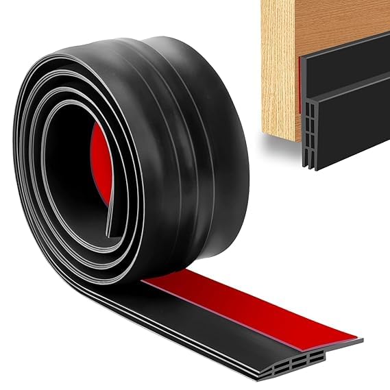 Silicone rubber Door Bottom Seal Strip - Self-Adhesive Under Door Sweep Weather Stripping, Anti-Noise, Anti-Bug (Black)-image-30