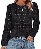 Womens Long Sleeve Boho Tops Summer Clothing Dressy Casual Blouses Lace Spring Clothes Womens Fashion 2026 Going Out Cruise Essentials 2026 Black L