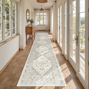 Restydon Beige Vintage Flur-Läuferteppich 60x30