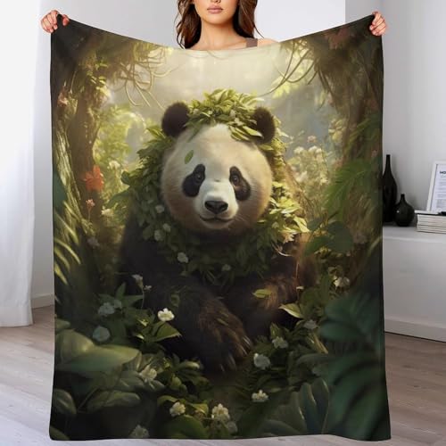 Plaid couverture flannel motif panda jeté canapé doux chaud et durable