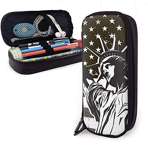 Estatua de la libertad Bolígrafo lindo Estuche para lápices Bolsa de cuero...