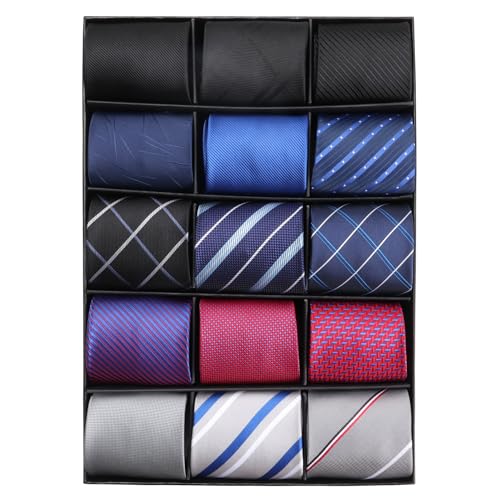 kaxilu Neckties Men's Classic Jacquard Ties for Men Classy 15PCS Men's Tie Woven Ties Wedding Party Suit 15pcs Gift Box