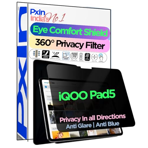 Image of PxIn Tablet Privacy Screen Guard compatible with iQOO Pad5 | No.1 | Anti Glare | Anti Blue Light | Anti UV | 4 Way Privacy Filter | 360 Privacy | Eye Protect