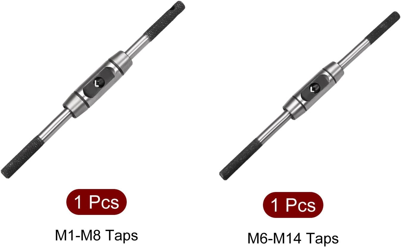 uxcell 2pcs Tap Wrench Handle M1-M8, M6-M14 Adjustable Bar Holder Straight Tapping Wrench Reamer Wrench