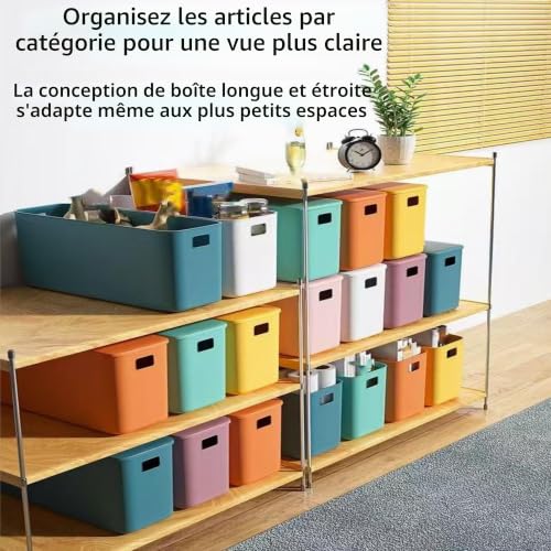CNKHDZ Lot de 4 Boîtes de Rangement Dimensions 37×13×15 cm avec Couvercle, Boîtes de Stockage en Plastique Fermées, Idéal pour Étagère, Cuisine, Salle de Bain et Maison – vue 4