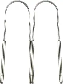 Kit 2 Raspadores de Língua Aço Inoxidável Elimina o Mau Hálito Toxinas e Resíduos Fácil de limpar Antibacteriano Higiênico Raspador De Lingua