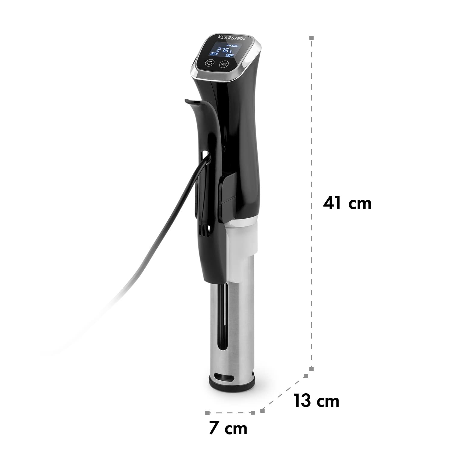 Klarstein QuickStick Mixeur plongeant sous vide (1 300 W, 20 litres, thermostat, minuteur, réglage de la température, écran LCD, bleu et noir