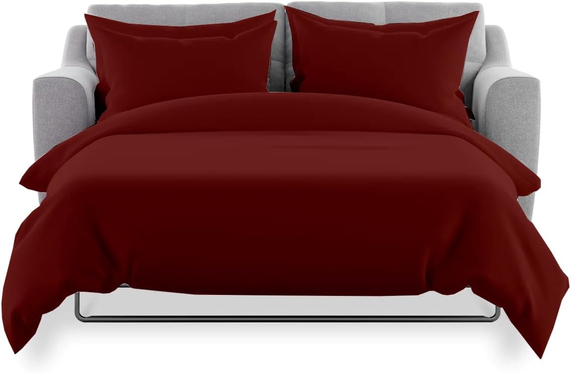 Cottingon 4 PC's Sleeper Sofa Full Sheets, 100% Brushed Microfiber, Easily Fits Upto 6" Deep Pull Out Bed Matrress 55" X 74", Burgundy
