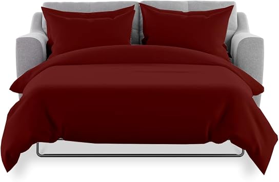 Cottingon 4 PC's Sleeper Sofa Twin Sheets, 100% Microfiber, Burgundy