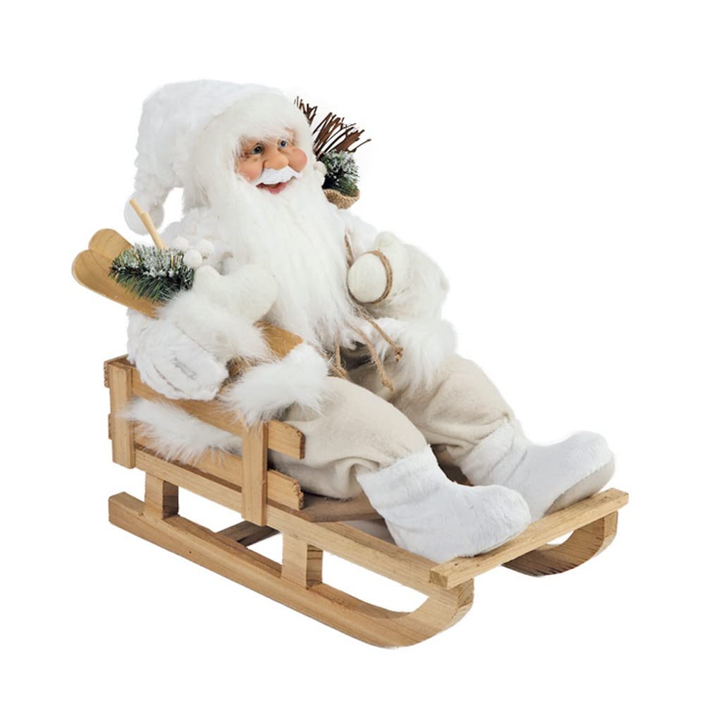 Statuina Babbo Natale in slitta Bianco 35cm. Idea Regalo Natale Addobbi Natalizi Ornamenti Casa Ufficio Soggiorno Albero Presepe Christmas 2022 Buone Feste Buon Natale Festivià Ghirlande Luci