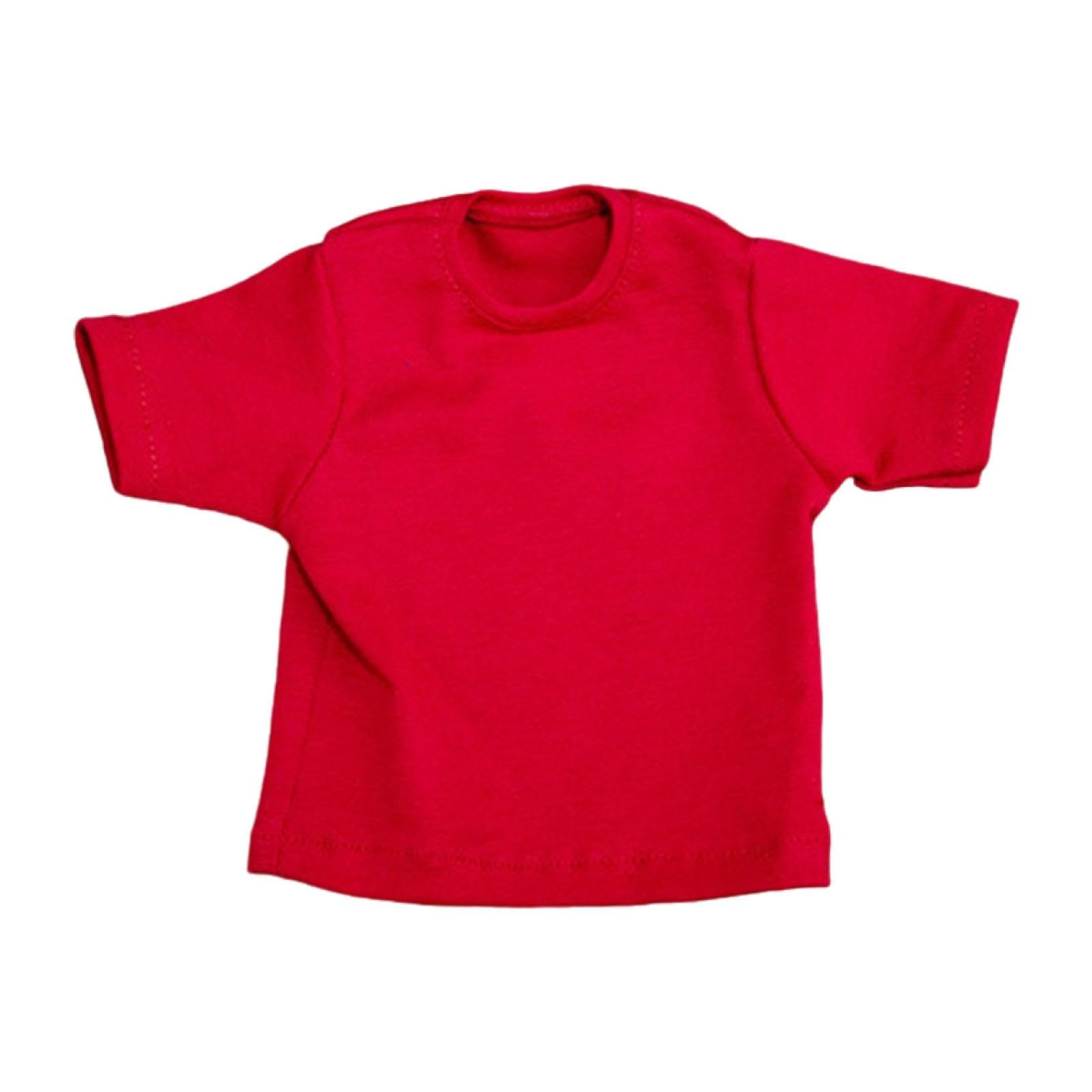 Yunhgft 1/6 Scale Figure Doll Clothes Outfits T-shirt Mini Short Sleeve Handmade for 12 Inch Male Female Collectable Action Figures, Red
