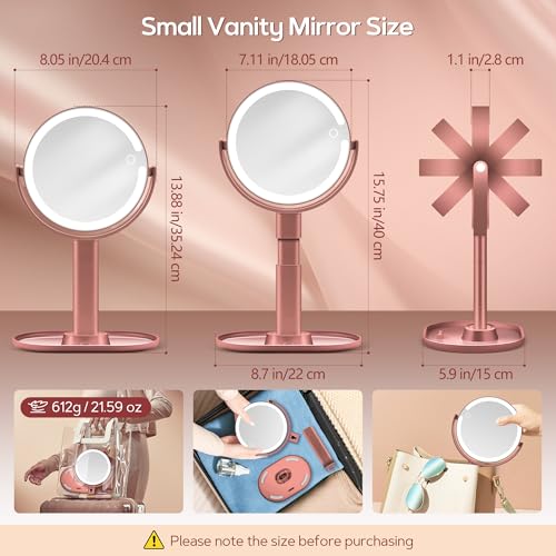 B Beauty Planet Makeup Mirror with Lights, Lighted Magnifying Mirror 30X with 3 Lighting and Adjustable Brightness, 2-Sided Height Adjustable Vanity Mirror for Bathroom, Present for Women Rose Gold - Cosy Home Interiors B Beauty Planet Makeup Mirror with Lights, Lighted Magnifying Mirror 30X with 3 Lighting and Adjustable Brightness, 2-Sided Height Adjustable Vanity Mirror for Bathroom, Present for Women Rose Gold - Image 8