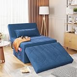 FiveWillowise Sofa Bed, 4 in 1 Multi-Function Fold Ottoman Couch Bed, Blue
