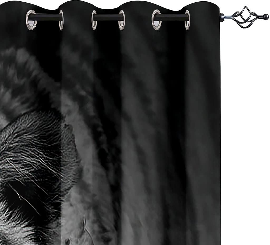 Rideaux Grande Largeur Occultant À Oeillets 260 X 214 Cm（L X H） Lot De 2 Rideau Thermique Isolant Anti Froid Décoration De Fenêtre pour Chambre Cuisine Salon 3D Art De Tigre Animal Motif