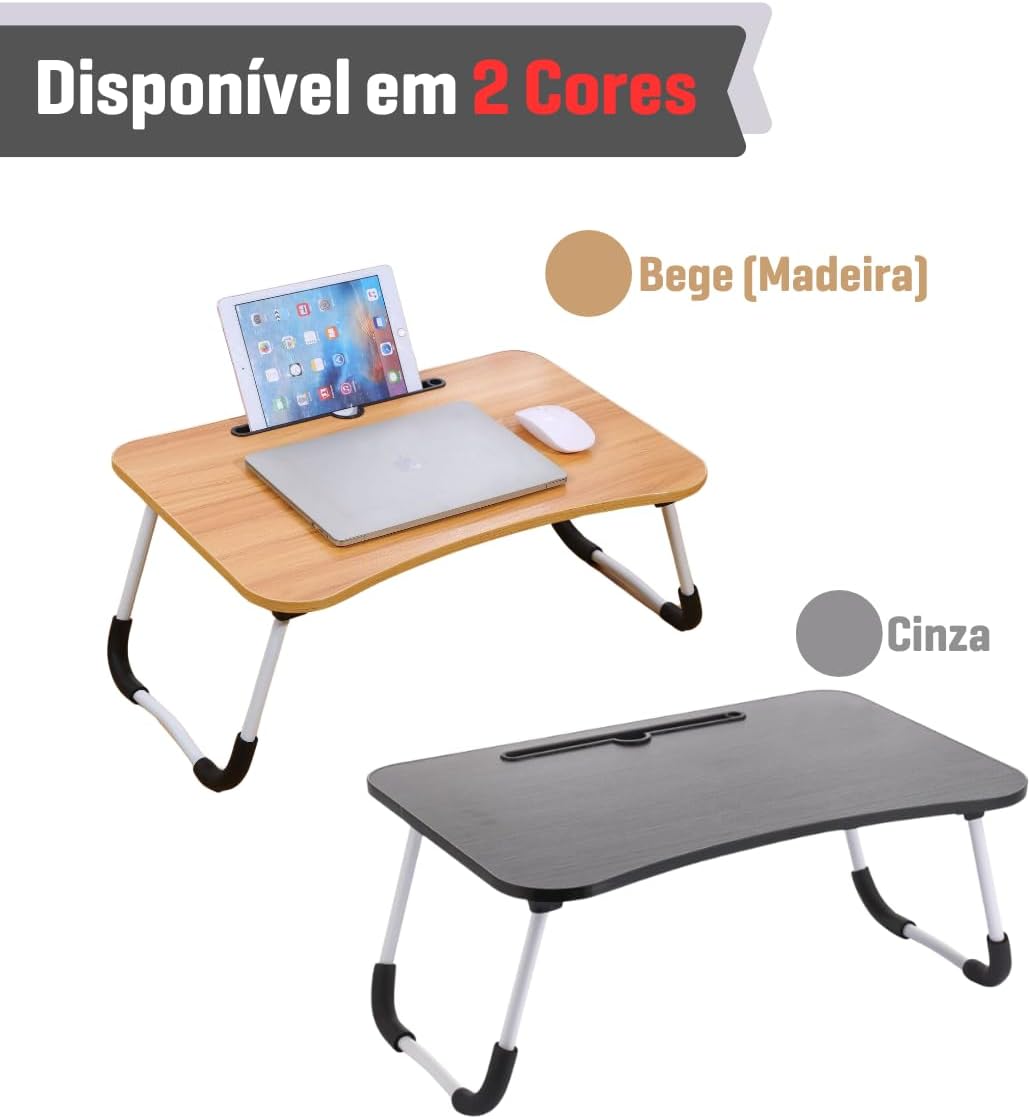 Mesa Dobrável Para Notebook Suporte Para Tablet Cama Mesa De Colo Portátil Sofá (Bege)